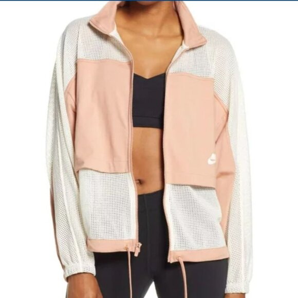 Nike Women's Small Mesh Jacket Athletic Colorblock Pink White - Picture 1 of 7